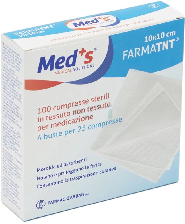 GARZA COMPRESSA MEDS TESSUTO NON TESSUTO 10X10CM 100 PEZZI - Metafarm