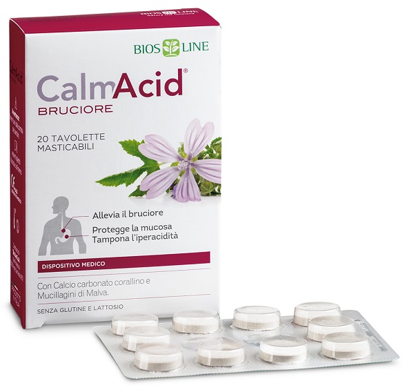BIOSLINE CALMACID BRUCIORE 20 TAVOLETTE MASTICABILI - Metafarm