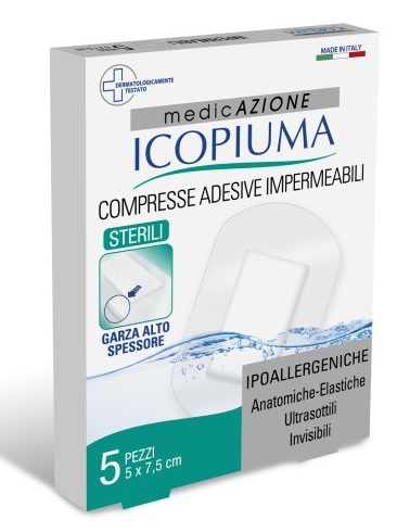 ICOPIUMA GARZA COMPRESSA MEDICATA POSTOPERATORIA 5X7,5 CM 5 PEZZI - Metafarm