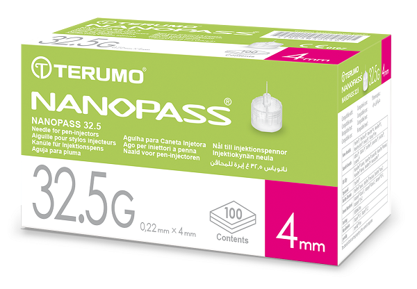 AGO PER PENNA DA INSULINA NANOPASS 32,5 GAUGE LUNGHEZZA 4 MM 100 PEZZI - Metafarm