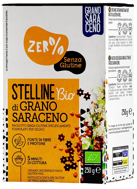 ZERO% GLUTINE STELLINE GRANO SARACENO INTEGRALE SENZA GLUTINE BIO 250 G - Metafarm