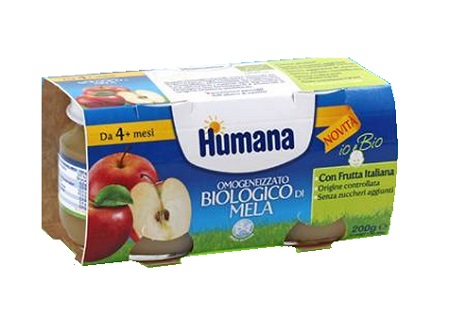 HUMANA OMOGENEIZZATO MELA BIO 2 VASETTI 100G - Metafarm
