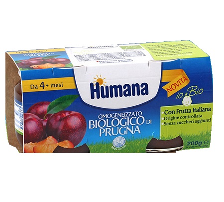 HUMANA OMOGENEIZZATO PRUGNA BIO 2 VASETTI 100 G - Metafarm