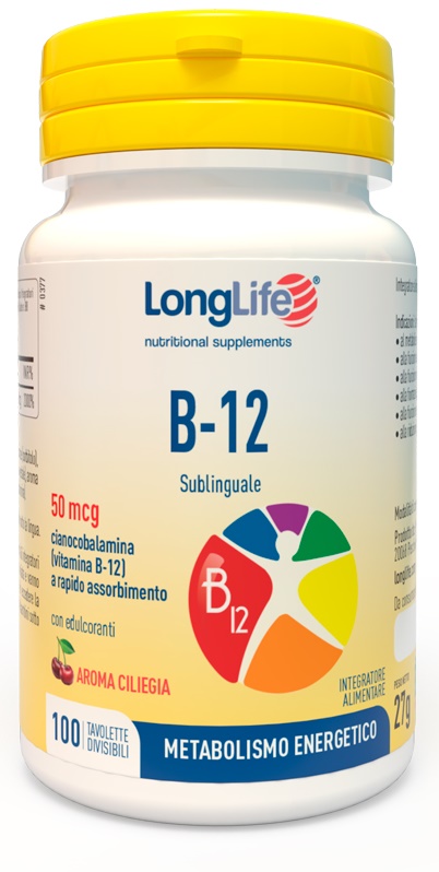 LONGLIFE B12 50MCG SUBLINGUALE 100 TAVOLETTE - Metafarm