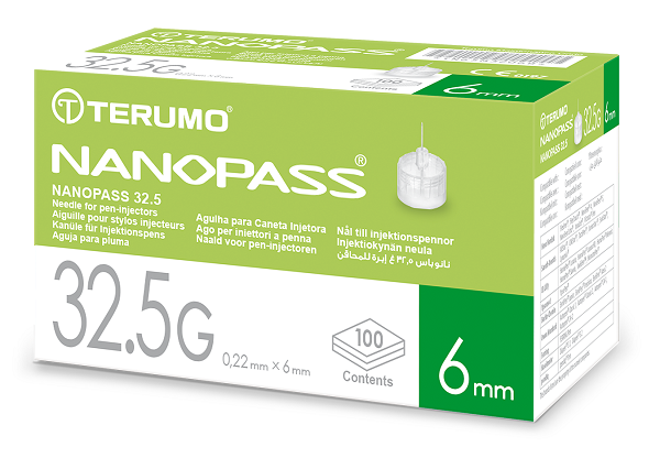 AGO PER PENNA DA INSULINA NANOPASS 32,5 GAUGE LUNGHEZZA 6 MM 100 PEZZI - Metafarm