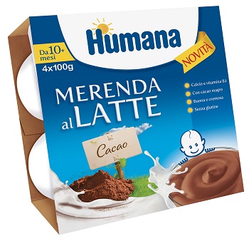 HUMANA MERENDA AL LATTE GUSTO CIOCCOLATO 100 G 4 PEZZI - Metafarm