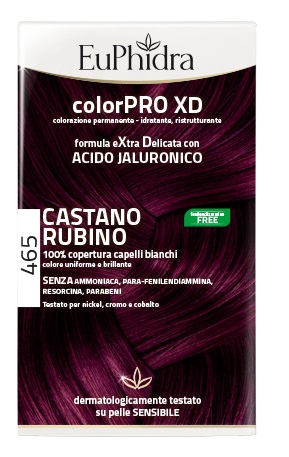 EUPHIDRA COLORPRO XD 465 CAST RUBINO GEL COLORANTE CAPELLI IN FLACONE + ATTIVANTE + BALSAMO + GUANTI - Metafarm