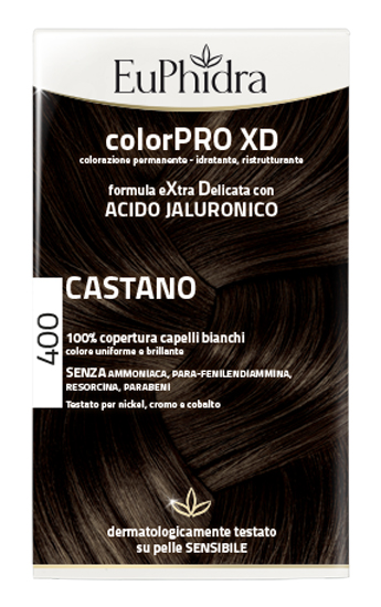 EUPHIDRA COLORPRO XD 400 CASTANO GEL COLORANTE CAPELLI IN FLACONE + ATTIVANTE + BALSAMO + GUANTI - Metafarm