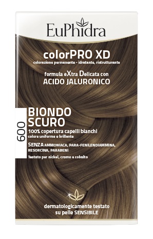 EUPHIDRA COLORPRO XD 600 BIONDO SCURO GEL COLORANTE CAPELLI IN FLACONE + ATTIVANTE + BALSAMO + GUANTI - Metafarm