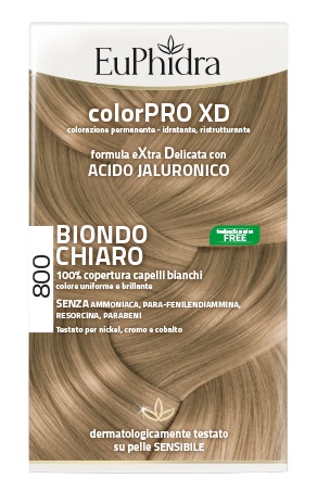EUPHIDRA COLORPRO XD 800 BIONDO CHIARO GEL COLORANTE CAPELLI IN FLACONE + ATTIVANTE + BALSAMO + GUANTI - Metafarm