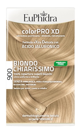 EUPHIDRA COLORPRO XD 900 BIONDO CHIARISSIMO GEL COLORANTE CAPELLI IN FLACONE + ATTIVANTE + BALSAMO + GUANTI - Metafarm