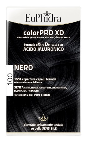 EUPHIDRA COLORPRO XD 100 NERO GEL COLORANTE CAPELLI IN FLACONE + ATTIVANTE + BALSAMO + GUANTI - Metafarm