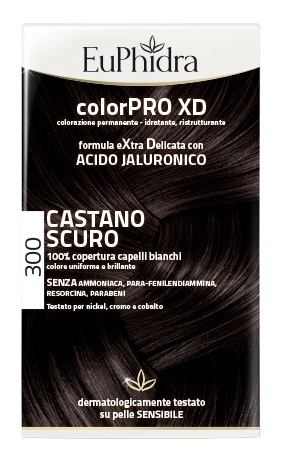 EUPHIDRA COLORPRO XD 300 CASTANO SCURO GEL COLORANTE CAPELLI IN FLACONE + ATTIVANTE + BALSAMO + GUANTI - Metafarm