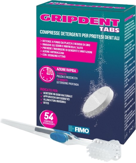 GRIPDENT TABS 54 COMPRESSE + SPAZZOLINO PULITORE - Metafarm