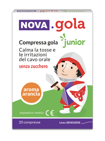 NOVA GOLA JUNIOR ARANCIA 20 COMPRESSE SENZA ZUCCHERO - Metafarm