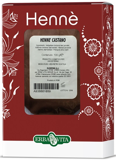 HENNE COLORANTE CAPELLI CASTANO 100 G - Metafarm
