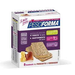 PESOFORMA SANDWICH PROSCIUTTO/FORMAGGIO 4 PASTI 8 PEZZI X 25 G - Metafarm
