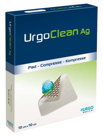 MEDICAZIONE TNT ASSORBENTE GELIFICANTE URGOCLEAN AG/SILVER 10X10CM 5 PEZZI - Metafarm