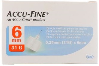 AGO PER PENNA DA INSULINA ACCU-FINE PEN NEEDLE ACCU-CHEK GAUGE 31 X 6MM 100 PEZZI - Metafarm