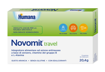 NOVOMIT TRAVEL 12 GOMME DA MASTICARE GUSTO ARANCIA - Metafarm