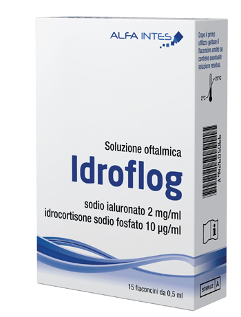 SOLUZIONE OFTALMICA IDROFLOG A BASE DI IALURONATO DI SODIO E IDROCORTISONE SODIO FOSFATO 15 FLACONCINI DA 0,5 ML - Metafarm