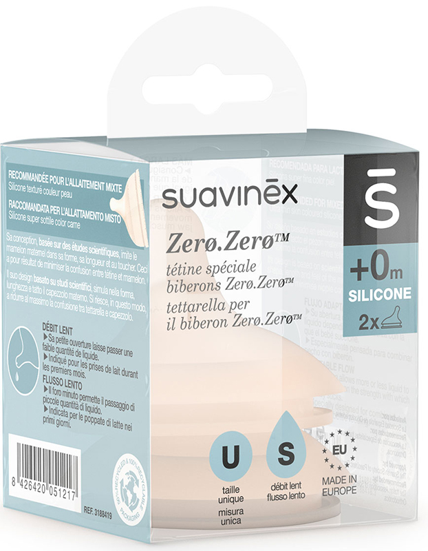 SUAVINEX ZERO ZERO TETTARELLA BIBERON ANTICOLICA FLUSSO LENTO S 2 PEZZI - Metafarm