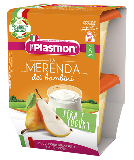 PLASMON LA MERENDA DEI BAMBINI SAPORI DI NATURA PERA YOGURT ASETTICO 2 X 120 G - Metafarm
