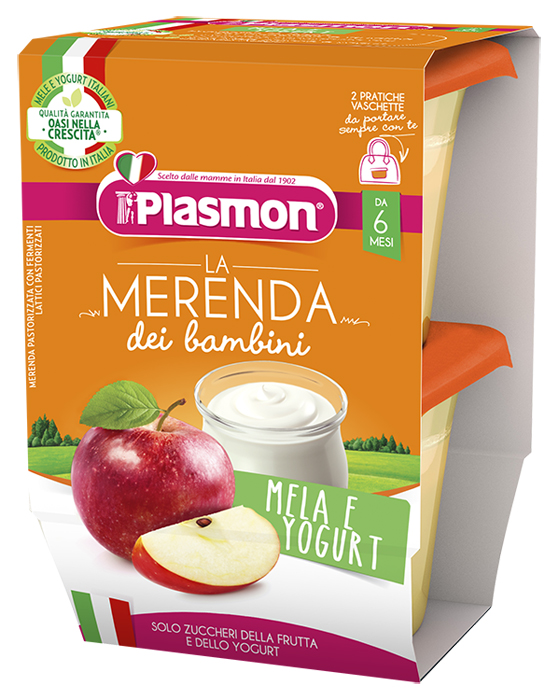PLASMON LA MERENDA DEI BAMBINI SAPORI DI NATURA MELA YOGURT ASETTICO 2 X 120 G - Metafarm
