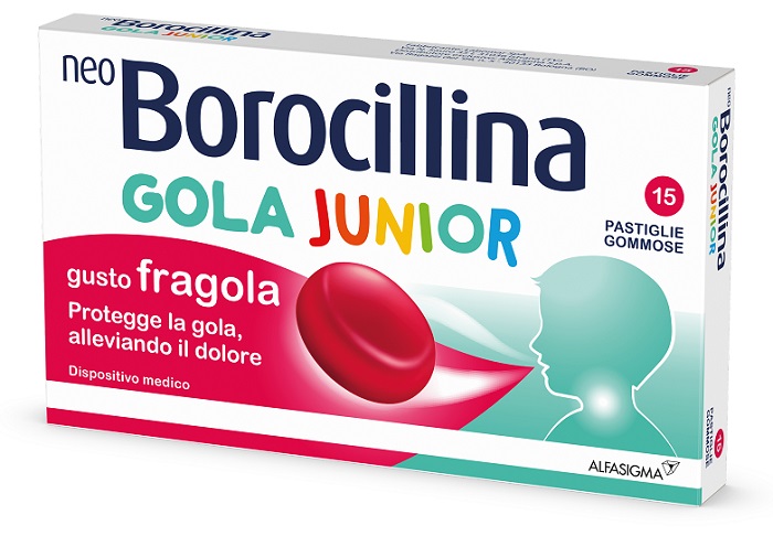 NEOBOROCILLINA GOLA JUNIOR 15 PASTIGLIE GUSTO FRAGOLA - Metafarm