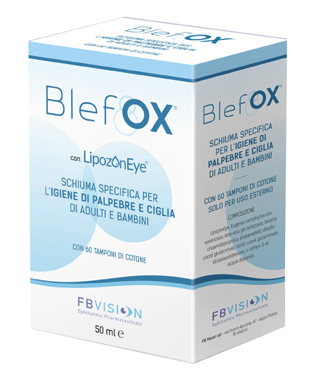 BLEFOX SCHIUMA SPECIFICA PER IGIENE PALPEBRE E CIGLIA 50 ML CON EROGATORE + 60 DISCHETTI - Metafarm