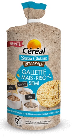CEREAL SENZA GLUTINE INTEGRALE GALLETTE MAIS RISO SEMI 115 G - Metafarm