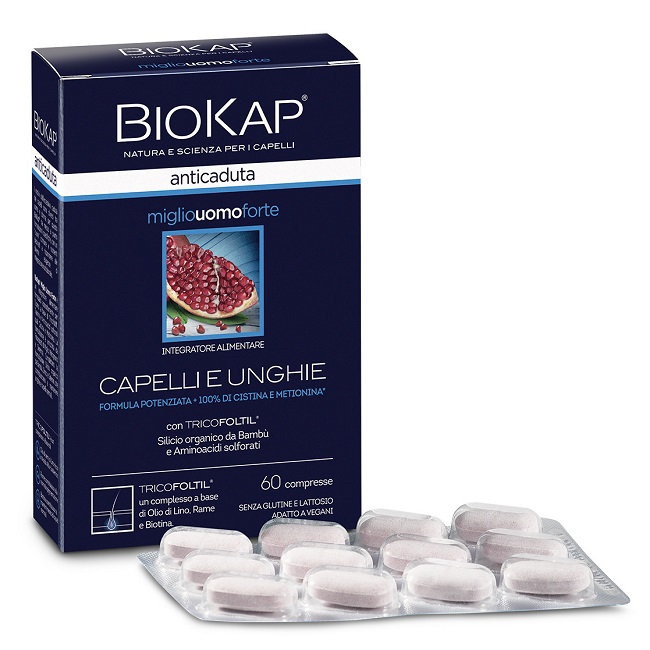 BIOKAP ANTICADUTA MIGLIO UOMO FORTE CON TRICOFOLTIL 60 COMPRESSE - Metafarm