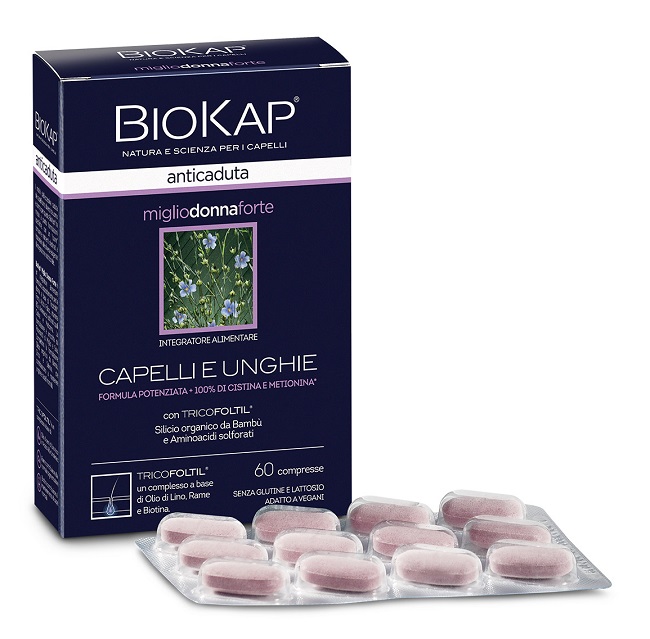 BIOKAP ANTICADUTA MIGLIO DONNA FORTE CON TRICOFOLTIL 60 COMPRESSE - Metafarm
