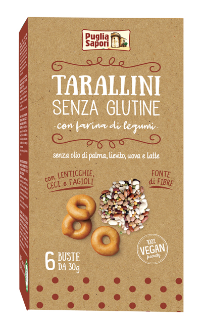 PUGLIA SAPORI TARALLINI CON FARINA DI LEGUMI 6 BUSTINE DA 30 G - Metafarm
