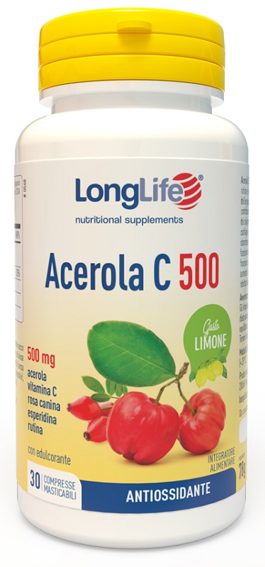 LONGLIFE ACEROLA C500 LIMONE 30 COMPRESSE MASTICABILI - Metafarm