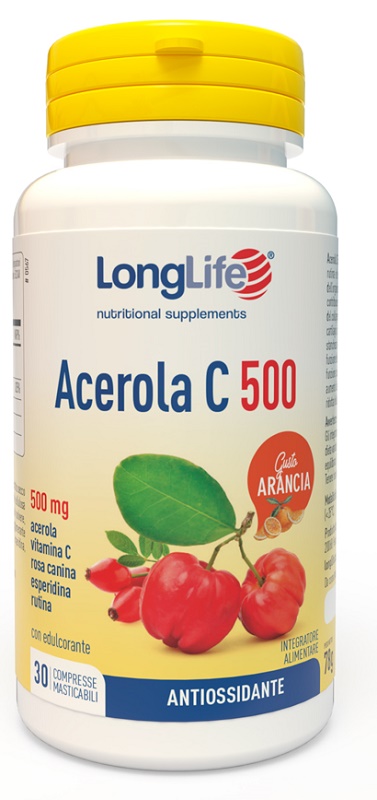 LONGLIFE ACEROLA C500 ARANCIA 30 COMPRESSE MASTICABILI - Metafarm