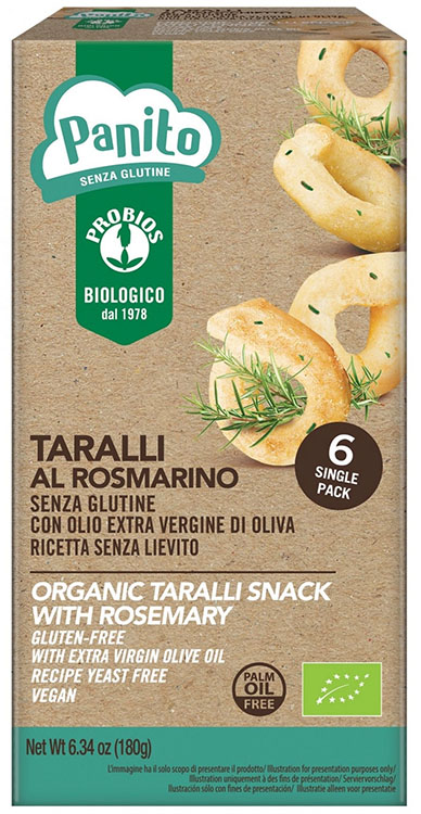 PANITO TARALLI ROSMARINO SENZA GLUTINE E SENZA LIEVITO 180 G - Metafarm
