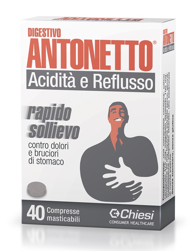 DIGESTIVO ANTONETTO ACIDITA' E REFLUSSO 40 COMPRESSE MASTICABILI - Metafarm