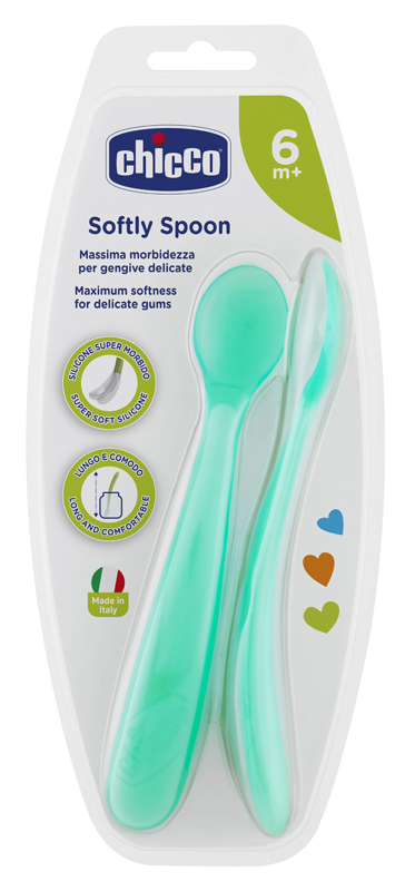CHICCO CUCCHIAIO SILICONE MASCHILE BI PACK 6M+ - Metafarm