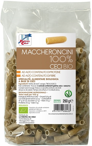LA FINESTRA SUL CIELO MACCHERONCINI CECI 100% BIO 250 G - Metafarm