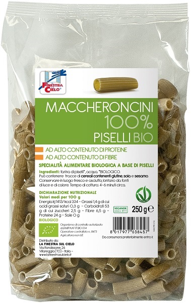 LA FINESTRA SUL CIELO MACCHERONCINI PISELLI 100% BIO 250 G - Metafarm