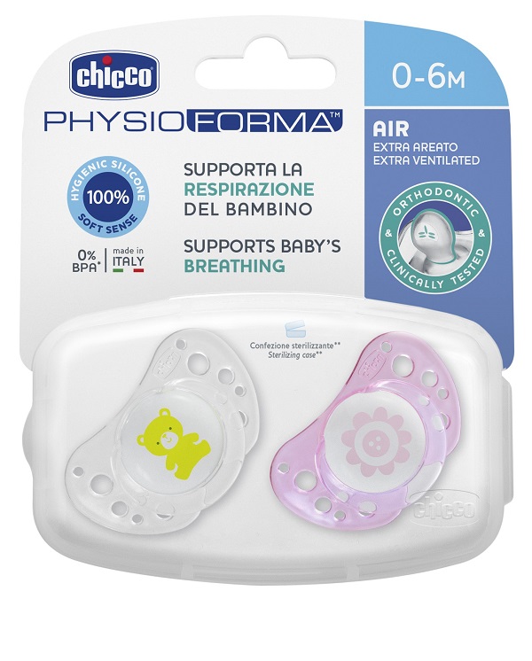 CHICCO SUCCHICCO AIR GIRL SILICONE 0-6 MESI 2 PEZZI - Metafarm