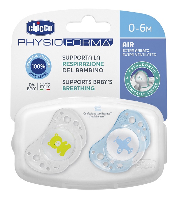 CHICCO SUCCHICCO AIR BOY SILICONE 0-6 MESI 2 PEZZI - Metafarm