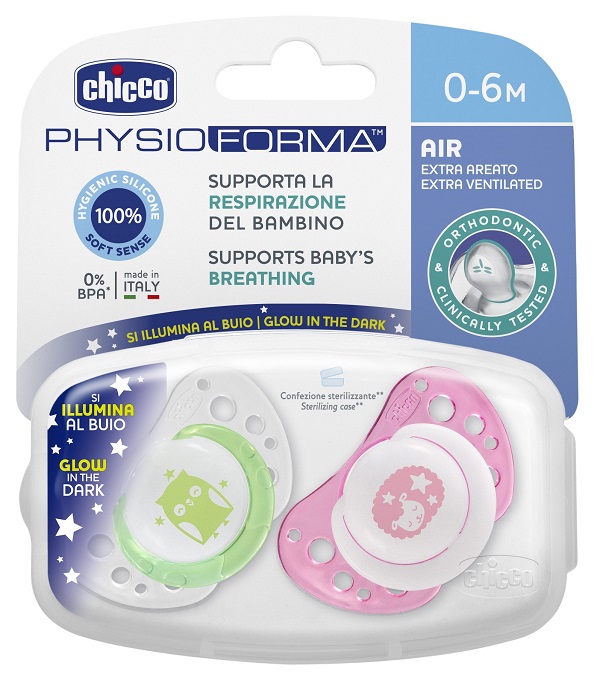 CHICCO SUCCHICCO AIR LUM SILICONE 0-6 MESI 2 PEZZI - Metafarm