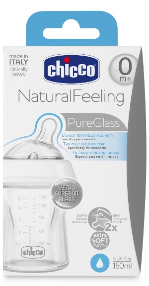 CHICCO BIBERON NATURALFEELING VETRO 0M+ 150 ML - Metafarm