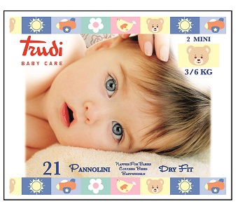 TRUDI BABY CARE PANNOLINI DRY FIT MINI 3/6 KG 21 PEZZI - Metafarm