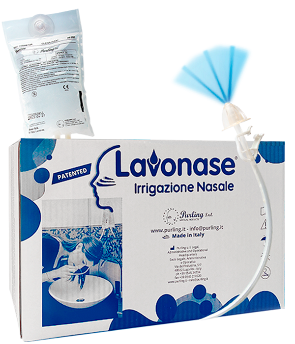 LAVONASE 2 BLISTER STERILI + 10 SACCHE SOLUZIONE FISIOLOGICAPER LAVAGGI NASALI + 1 CLAMP + 1 VENTOSA - Metafarm
