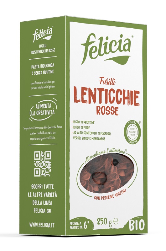 FELICIA BIO FUSILLI DI LENTICCHIE ROSSE 250 G - Metafarm