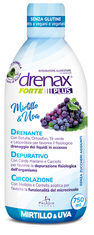 DRENAX FORTE PLUS ORIGINALE CON MIRTILLO E UVA 750 ML - Metafarm
