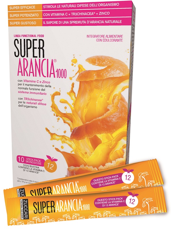 SUPER ARANCIA 1000 10 STICK PACK MONODOSE DA 3,7G INTEGRATORE ALIMENTARE CON EDULCORANTE - Metafarm